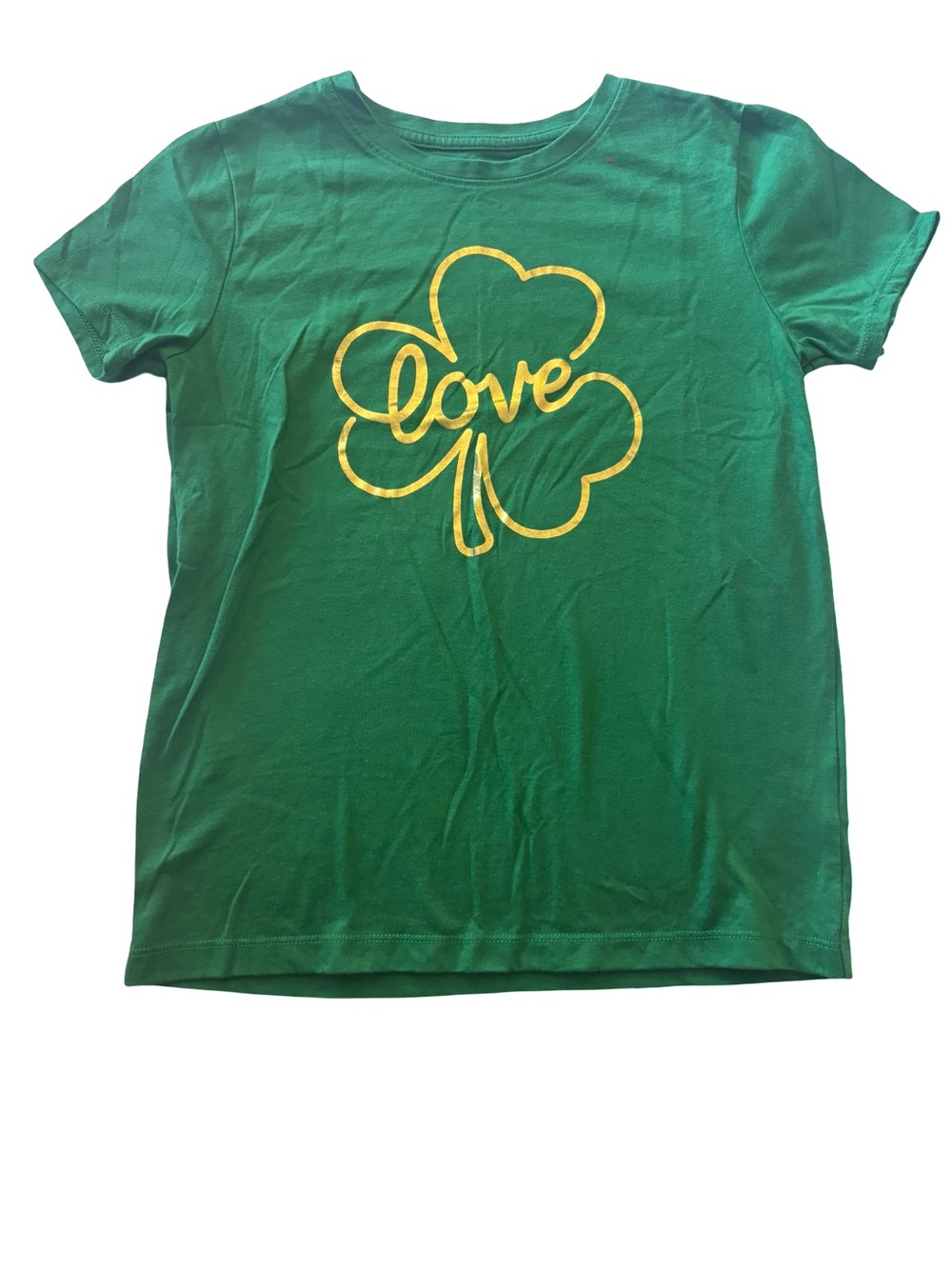 Celebrate It Green Short-Sleeve Tee with Gold Shamrock 'Love' Graphic